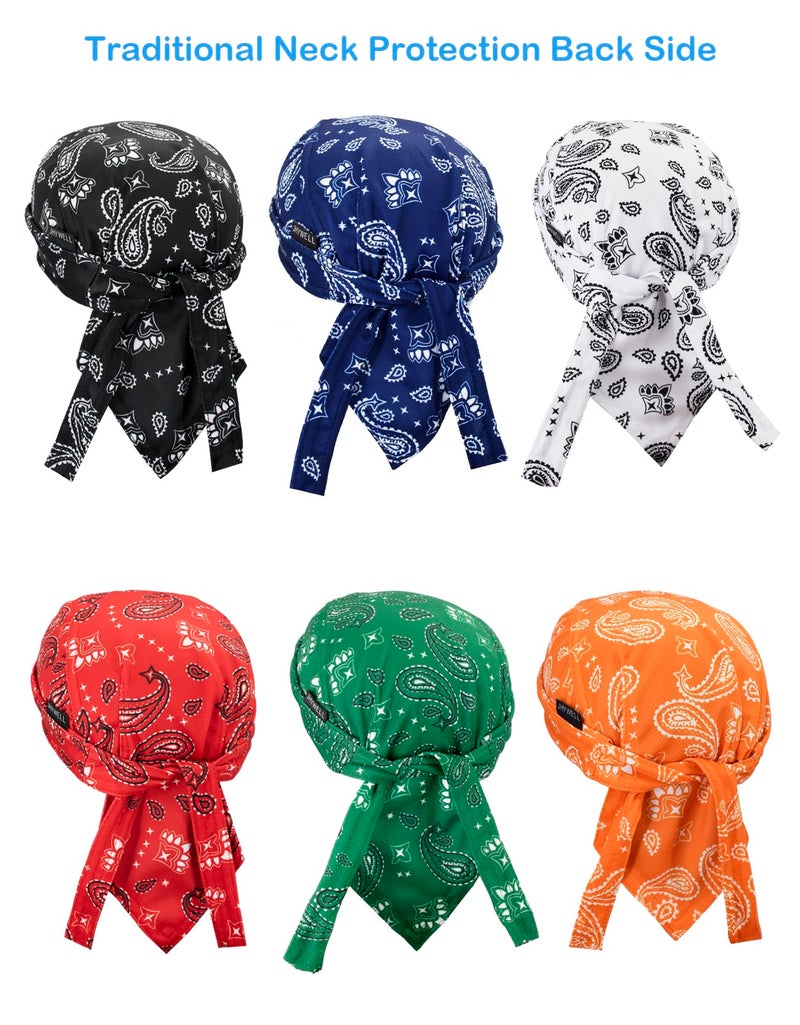 JHYWELL Sweat Wicking Do Rags Beanie Cooling Skull Caps Helmet Liner Paisley Doo Rag Hat Large Cooling Head Wrap Skull Headwrap for Men and Women (Paisley 6 Pack) - Image 2